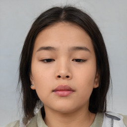 Neutral asian young-adult female with medium  brown hair and brown eyes