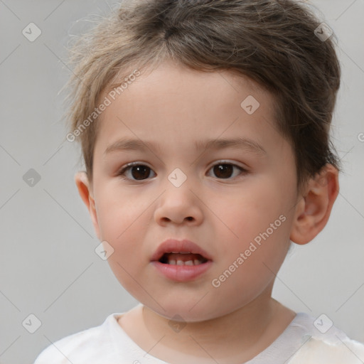 Neutral white child male with short  brown hair and brown eyes