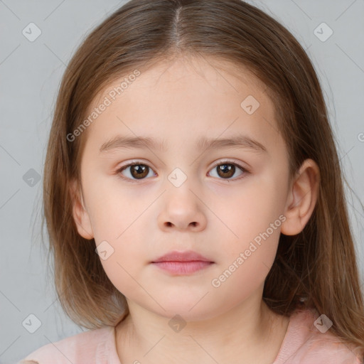 Neutral white child female with medium  brown hair and brown eyes