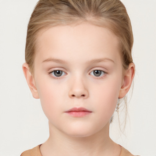 Neutral white child female with short  brown hair and brown eyes