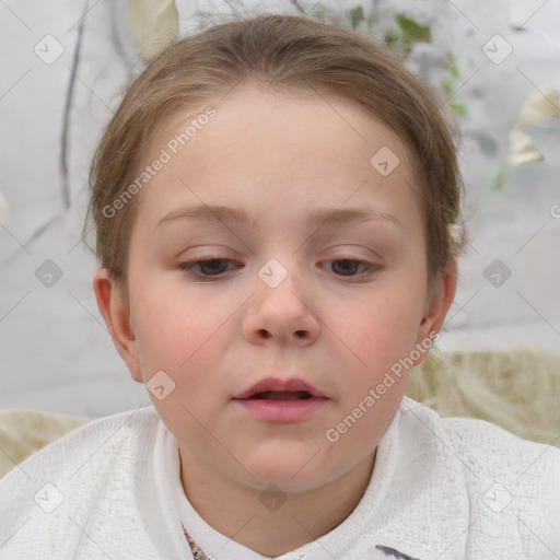 Neutral white child female with medium  brown hair and brown eyes