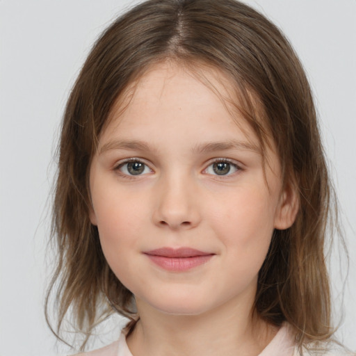 Neutral white child female with medium  brown hair and brown eyes