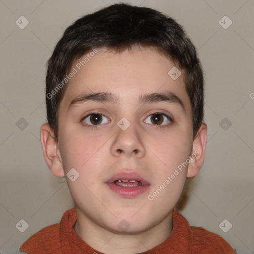 Neutral white child male with short  brown hair and brown eyes