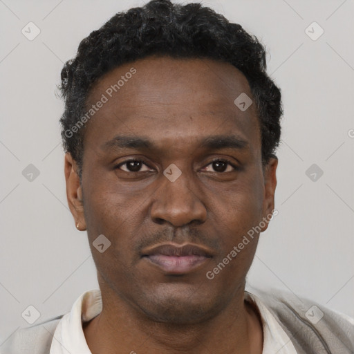Neutral latino young-adult male with short  brown hair and brown eyes