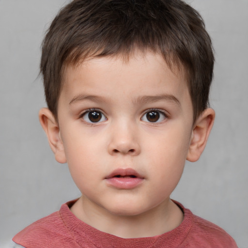 Neutral white child male with short  brown hair and brown eyes