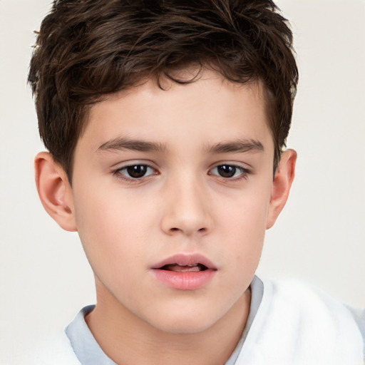 Neutral white child male with short  brown hair and brown eyes