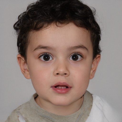 Neutral white child male with short  brown hair and brown eyes