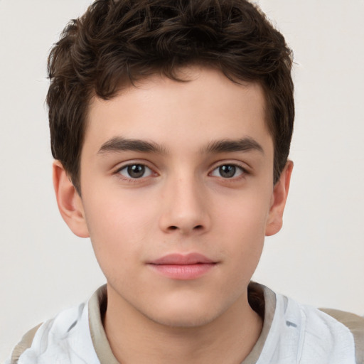 Neutral white child male with short  brown hair and brown eyes