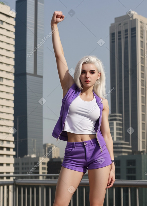 Albanian young adult female with  white hair