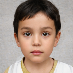 Neutral white child female with short  brown hair and brown eyes